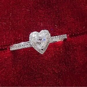 Heart-Shaped Silver Cubic Zirconia Ring